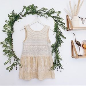 Anthropologie One September Cream Embroidered Peplum Top